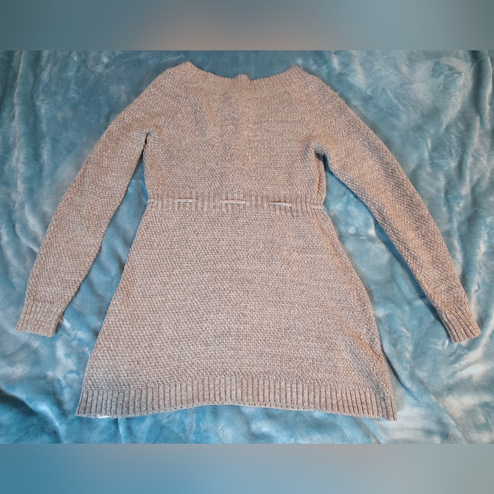 Roxy Heather Gray Knit Mini Dress W/tie waist - Picture 14 of 14